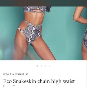 Wolf & Whistle Gray Snakeskin Chain High-Waist Bikini Brief